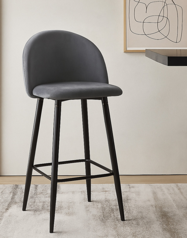 Millie Bar Chair Velvet Grey