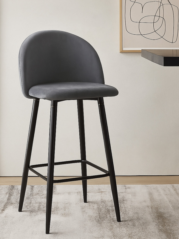 Millie Bar Chair Velvet Grey