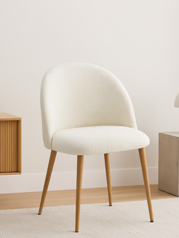 Millie White Boucle Fabric Chair
