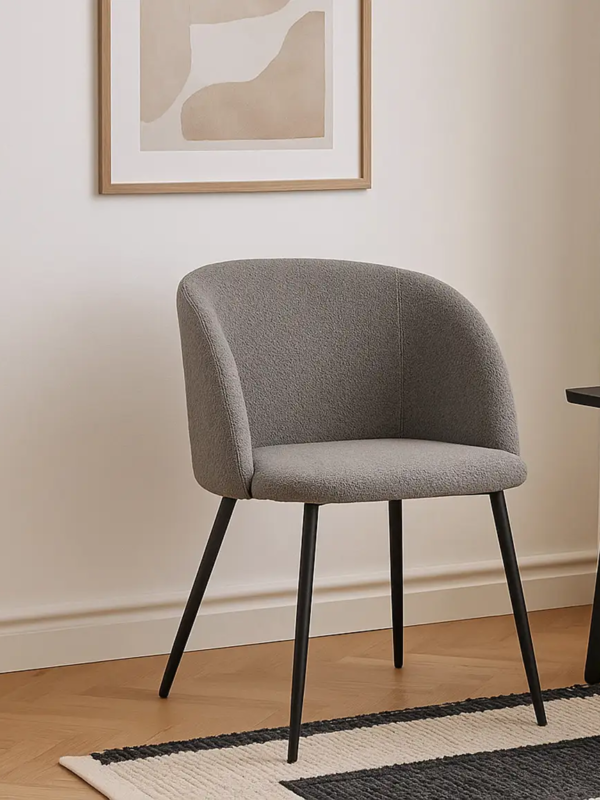 Adele Dining Armchair  Grey Boucle Fabric
