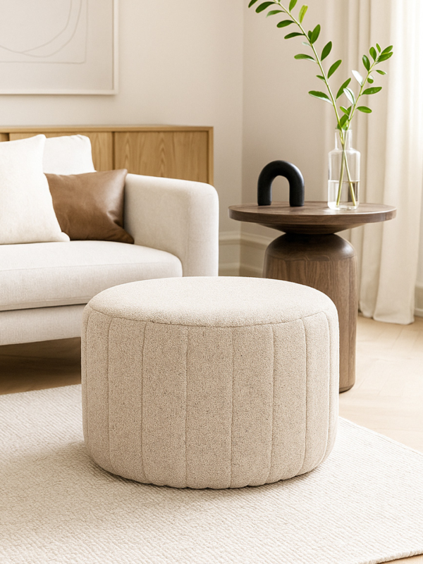 Sophia Fabric Modern Pouf for  Room Decor